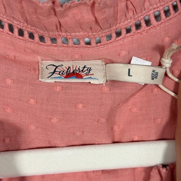 Faherty Willa Sleeveless Boho Blouse Tank Top Rosette Pink Womens L - Picture 9 of 11